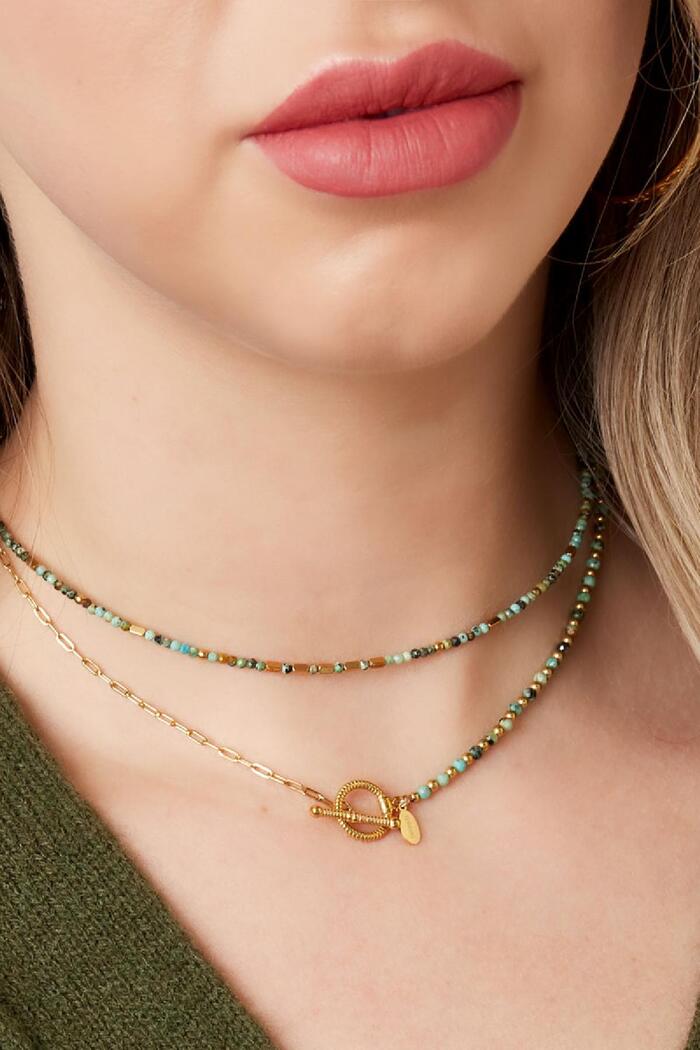 Collier de perles colorées Gris & Or Acier inoxydable Image3